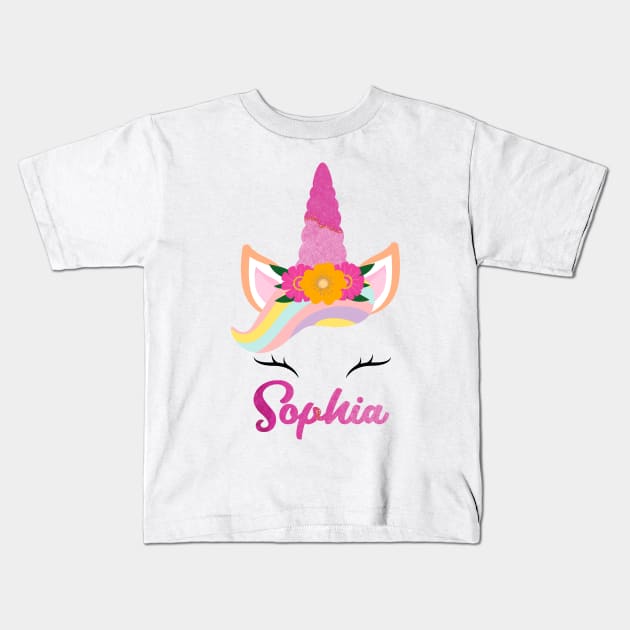 Name sophia unicorn lover Kids T-Shirt by Gaming champion